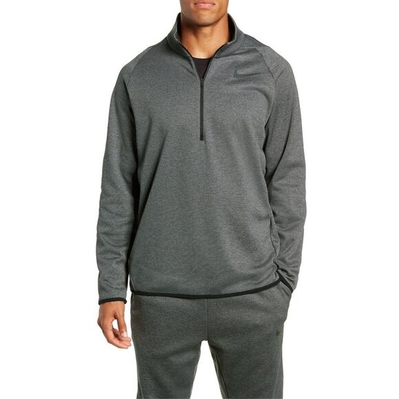 New! NIKE Men's Therma Fleece Quarter Zip Training Sweater Top Size Small Gray - Picture 2 of 4